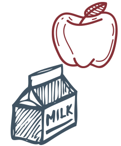 milk carton and apple